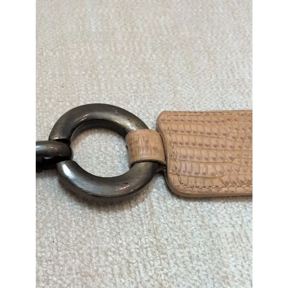 Carlisle Tan Croc Embossed Leather Belt with Bronze Metal Loops & Buckle Size L
